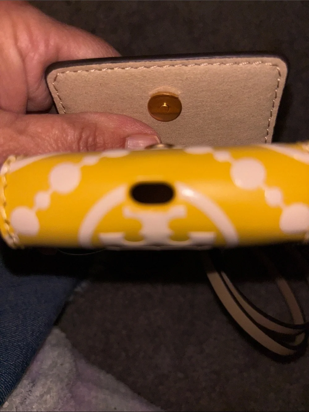 Tory Burch Yellow Leather Air Pod case. - Picture 6 of 7